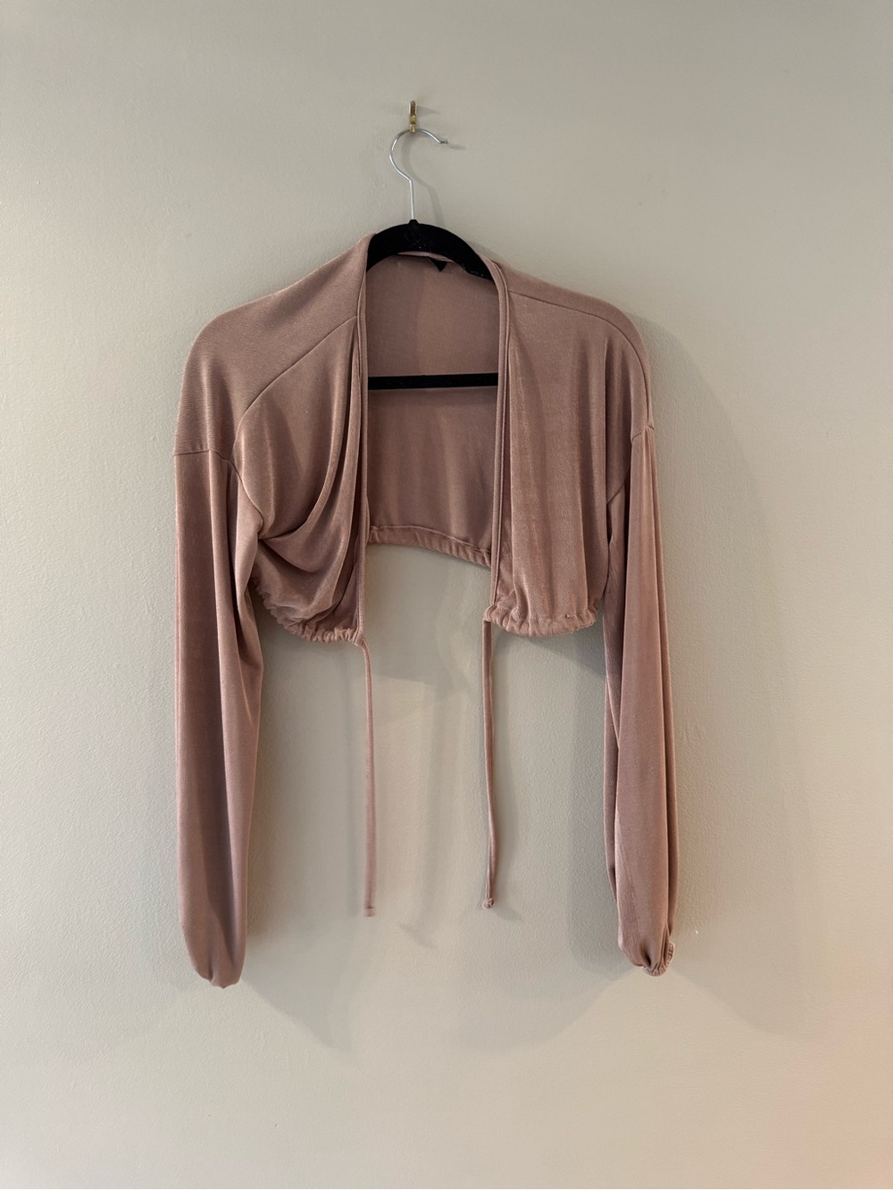 PrettyLittleThing Dusty Rose Cropped Tie-Front Cardigan